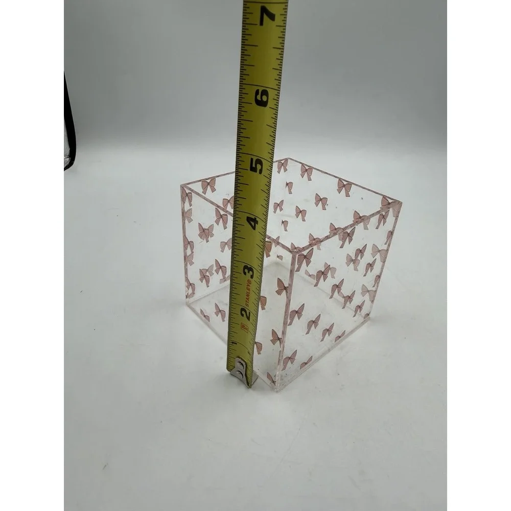 Aslsiy Cute Coquette Pink Bow Pen Holder White 1 Compartment Acrylic